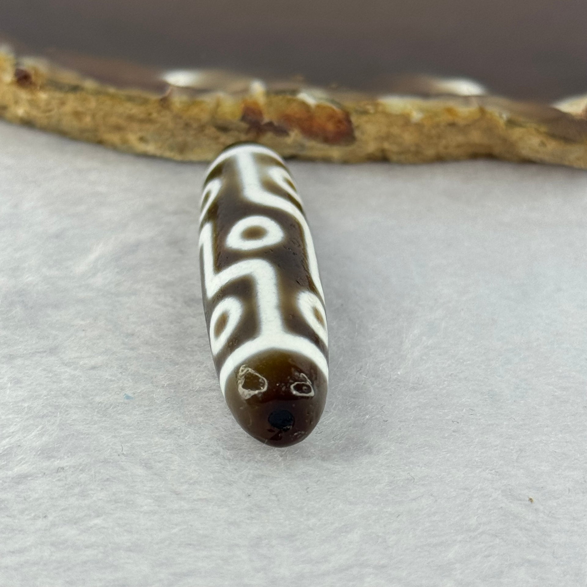 Natural Powerful Tibetan Old Oily Agate 9 Eyes Dzi Bead Heavenly Master (Tian Zhu) 九眼天诛 11.18g 48.8 by 12.3mm - Huangs Jadeite and Jewelry Pte Ltd