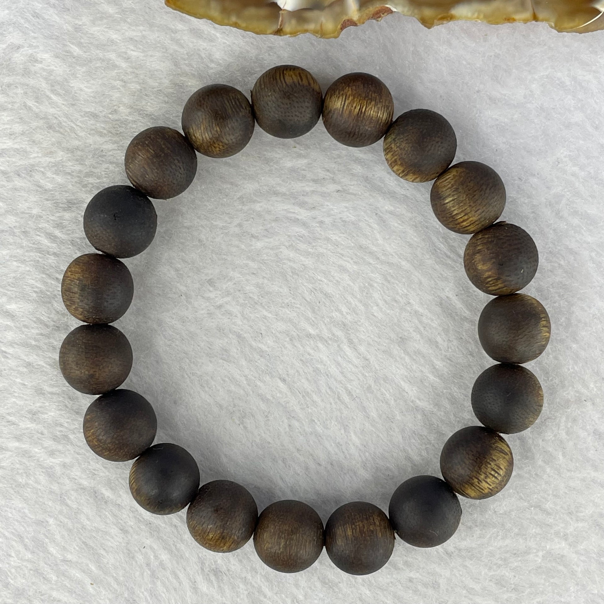 Natural Hainan Wild Old Agarwood Bracelet (Floating) 天然海南野生老树沉香手链 10.15g 17cm 11.0mm 19 Beads - Huangs Jadeite and Jewelry Pte Ltd