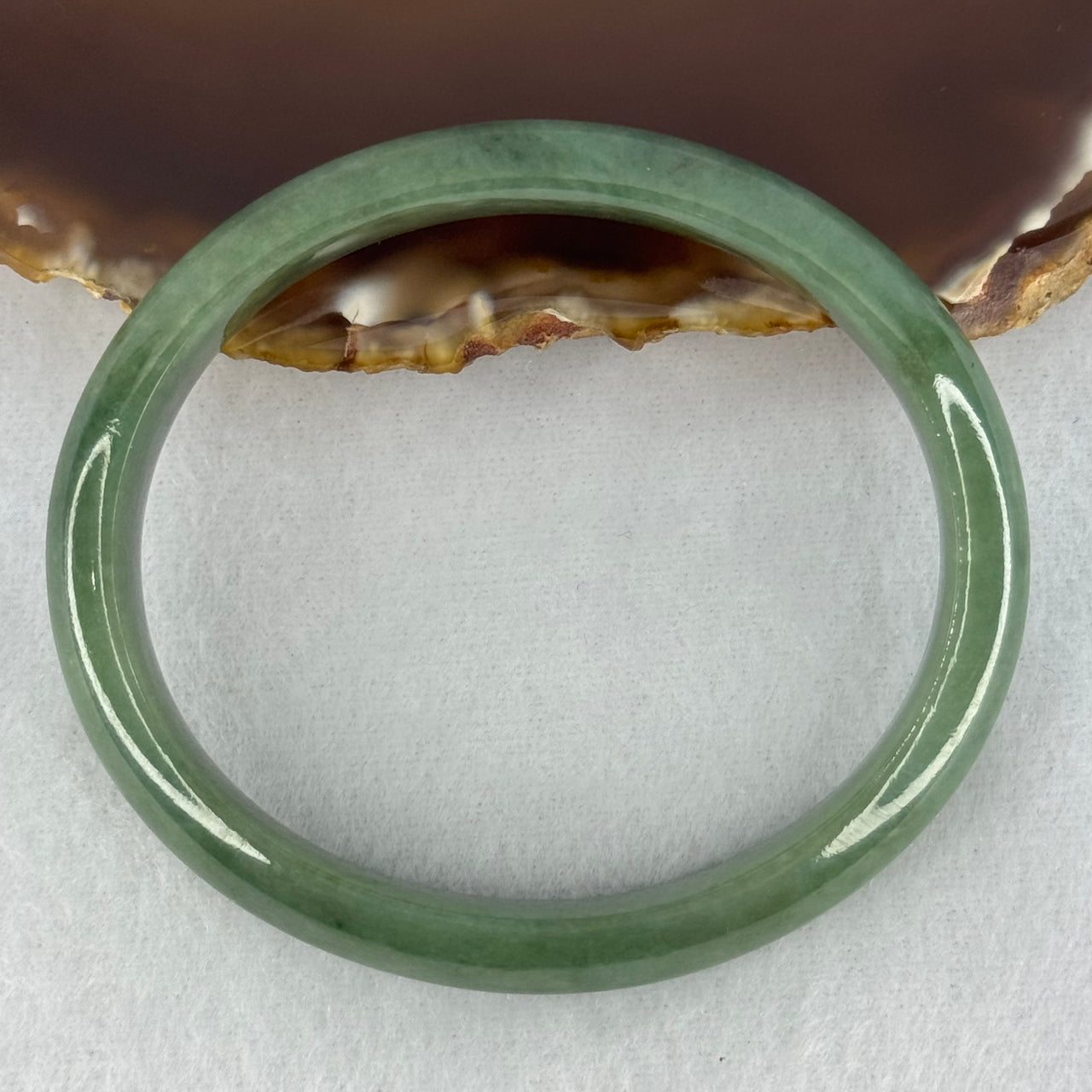 Type A Blueish Green Jadeite Oval Bangle Internal Diameter 58.7mm 38.10g 12.0 by 6.6mm (Very Fine Internal Lines)