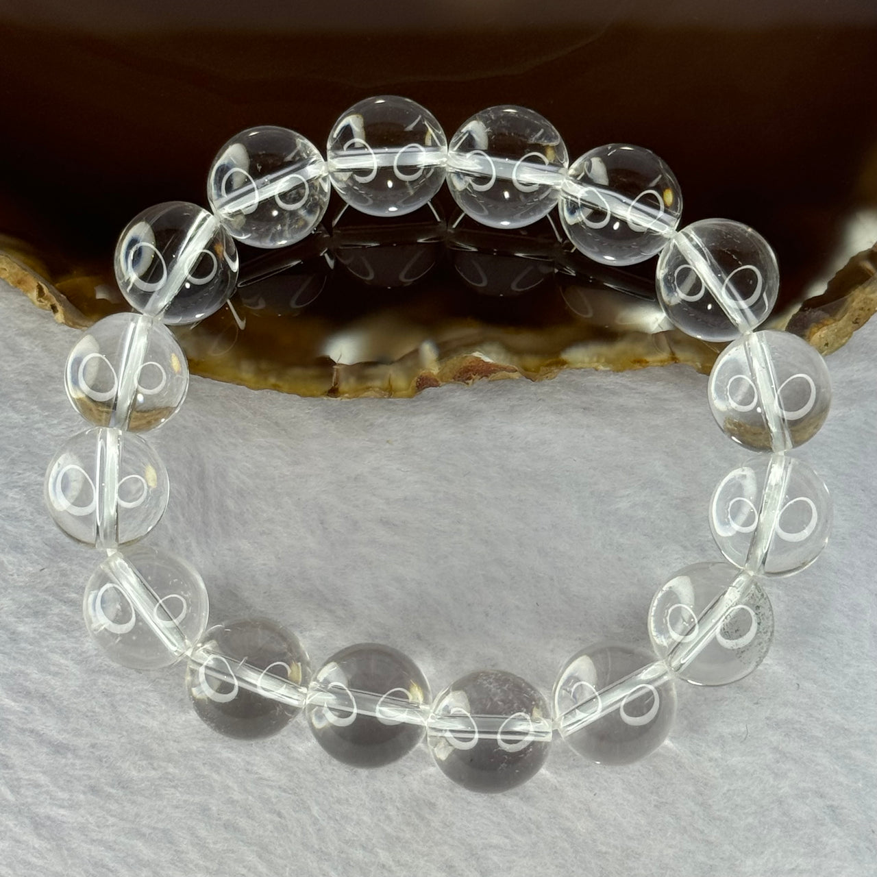 Natural Clear Quartz Beads Bracelet 天然白水晶手链 46.01g 17.5cm 12.9mm 16 Beads