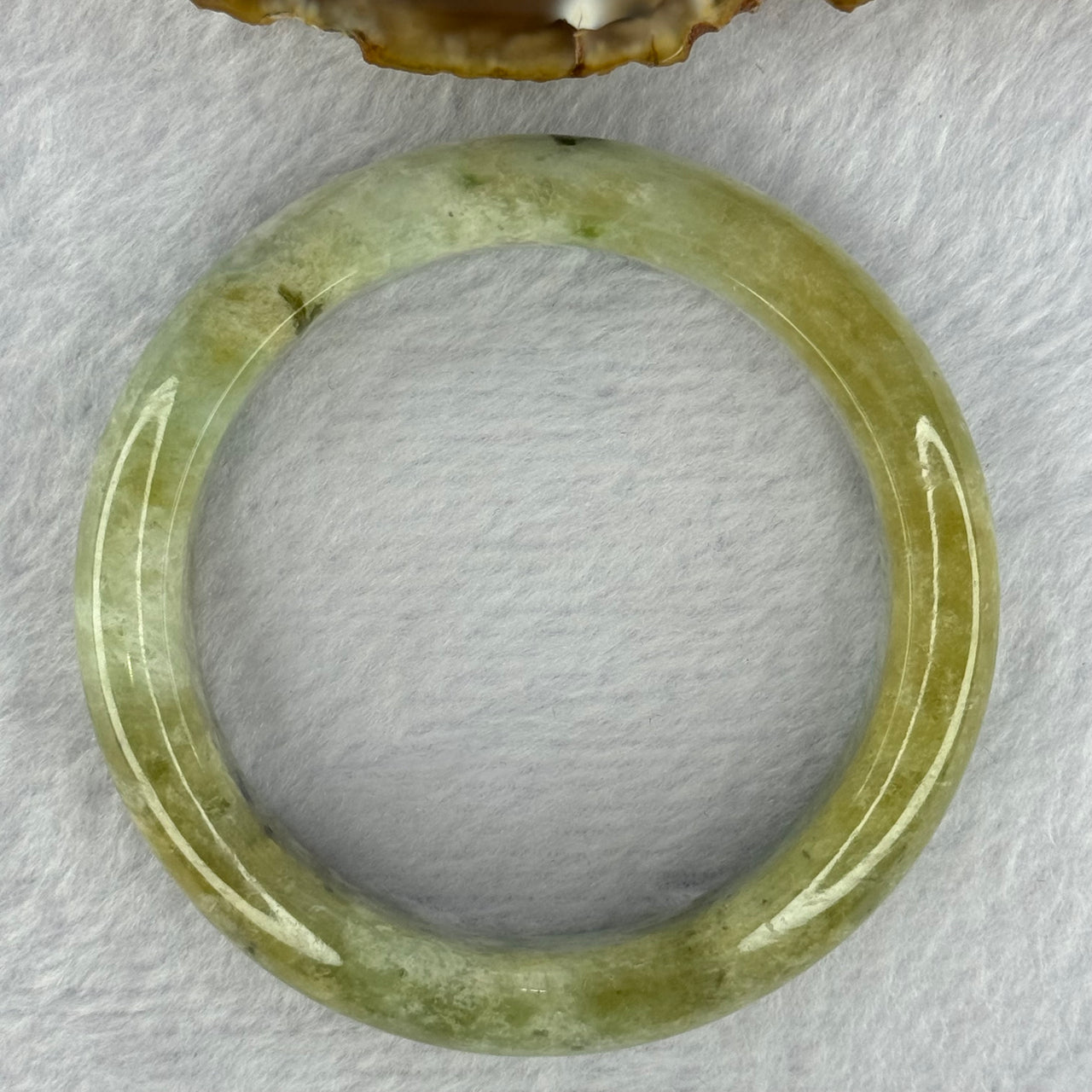 Type A Yellowish Green with Light Blueish Green Jadeite Bangle 67.97g Internal Diameter 54.1mm 14.3 by 9.0mm