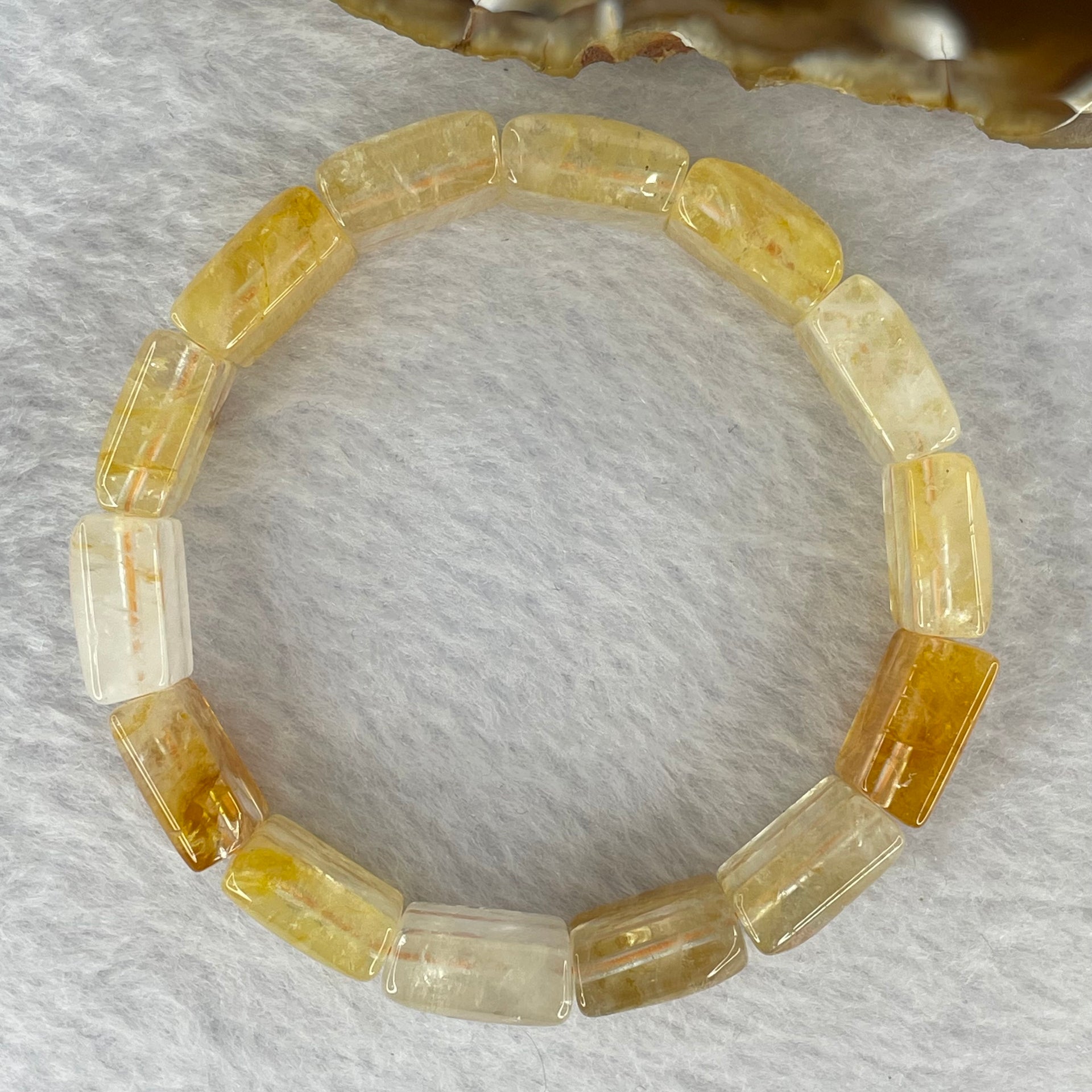 Natural Ferruginous Quartz Bracelet 38.45g 17cm 13.9 by 13.8 by 7.1mm 14 pcs - Huangs Jadeite and Jewelry Pte Ltd