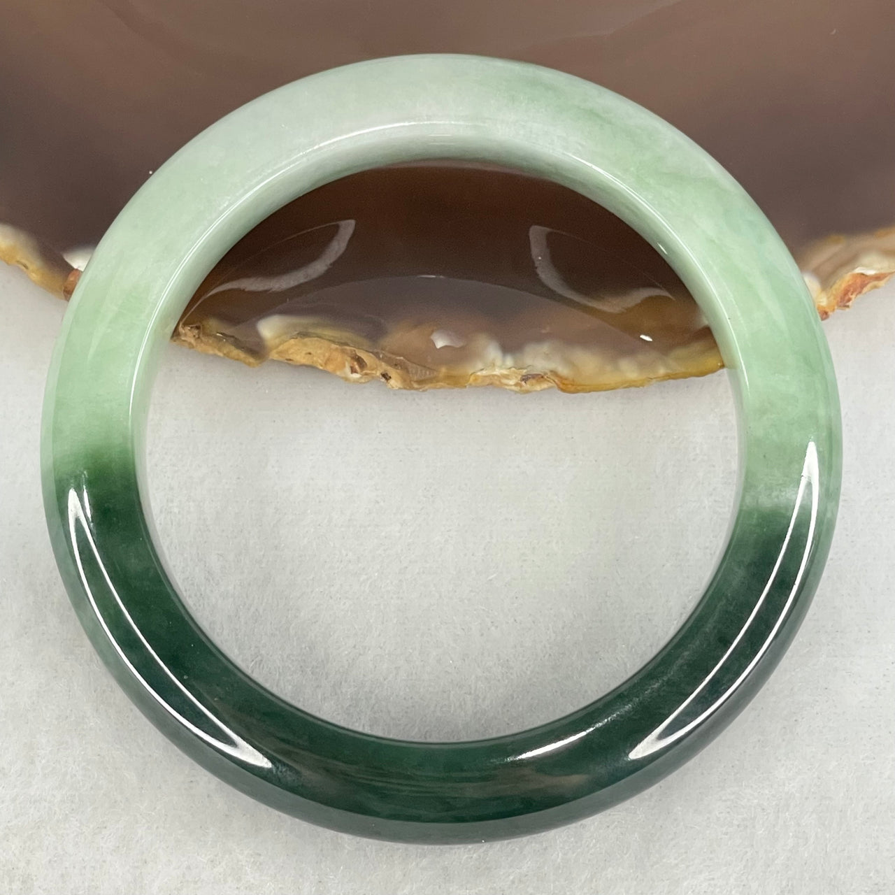 Type A Green and Dark Blueish Green Jadeite Bangle Internal Diameter 54.2mm 78.67g 11.1 by 9.3mm (Slight Internal Lines)