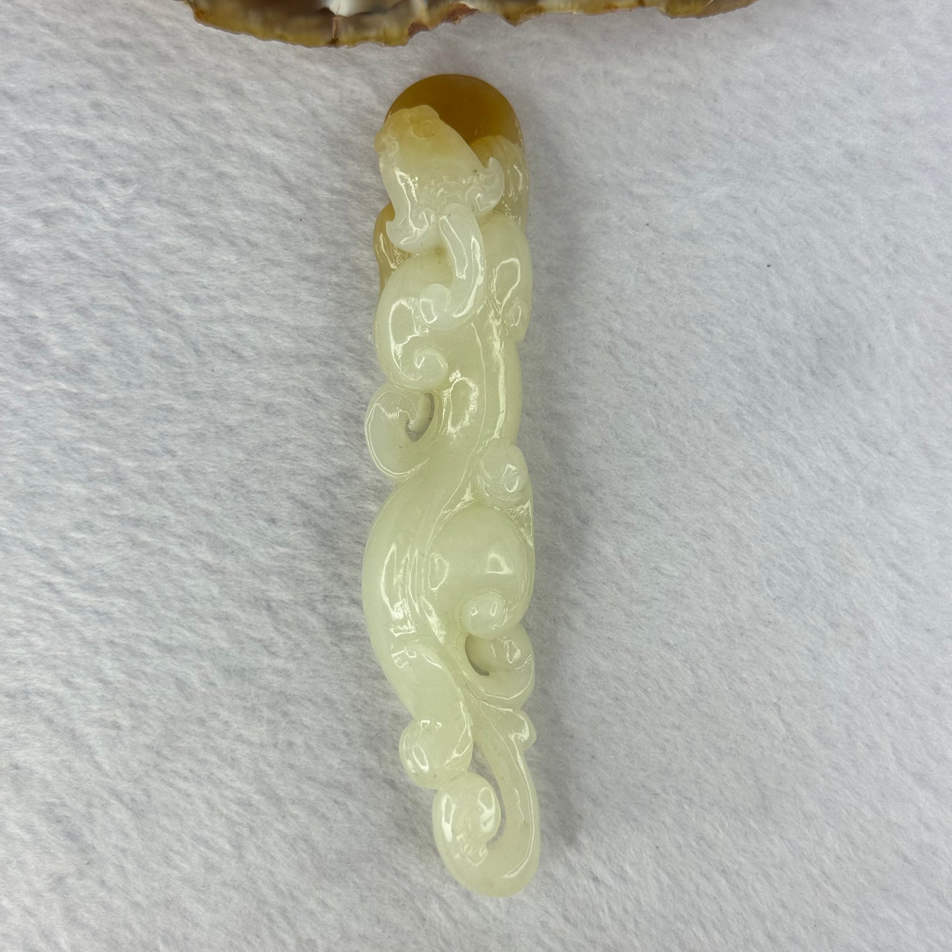 Natural White and Brown Nephrite Pixiu Mini Display 45.00g 99.1 by 21.3 by 17.5mm - Huangs Jadeite and Jewelry Pte Ltd