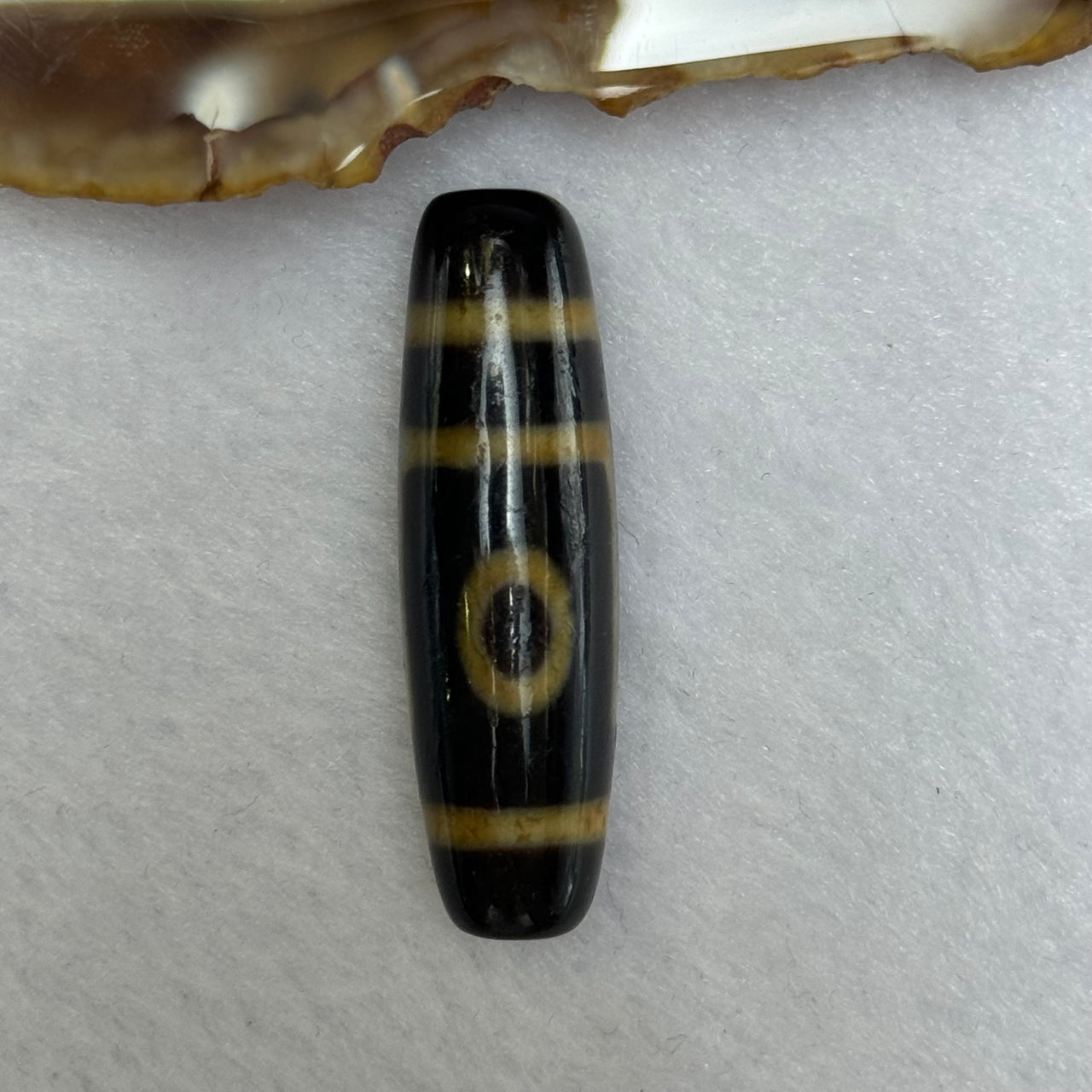 Natural Powerful Tibetan Old Oily Agate 2 Eyes Dzi Bead Heavenly Master (Tian Zhu) 二眼天诛 8.12g 39.3 by 11.6mm - Huangs Jadeite and Jewelry Pte Ltd