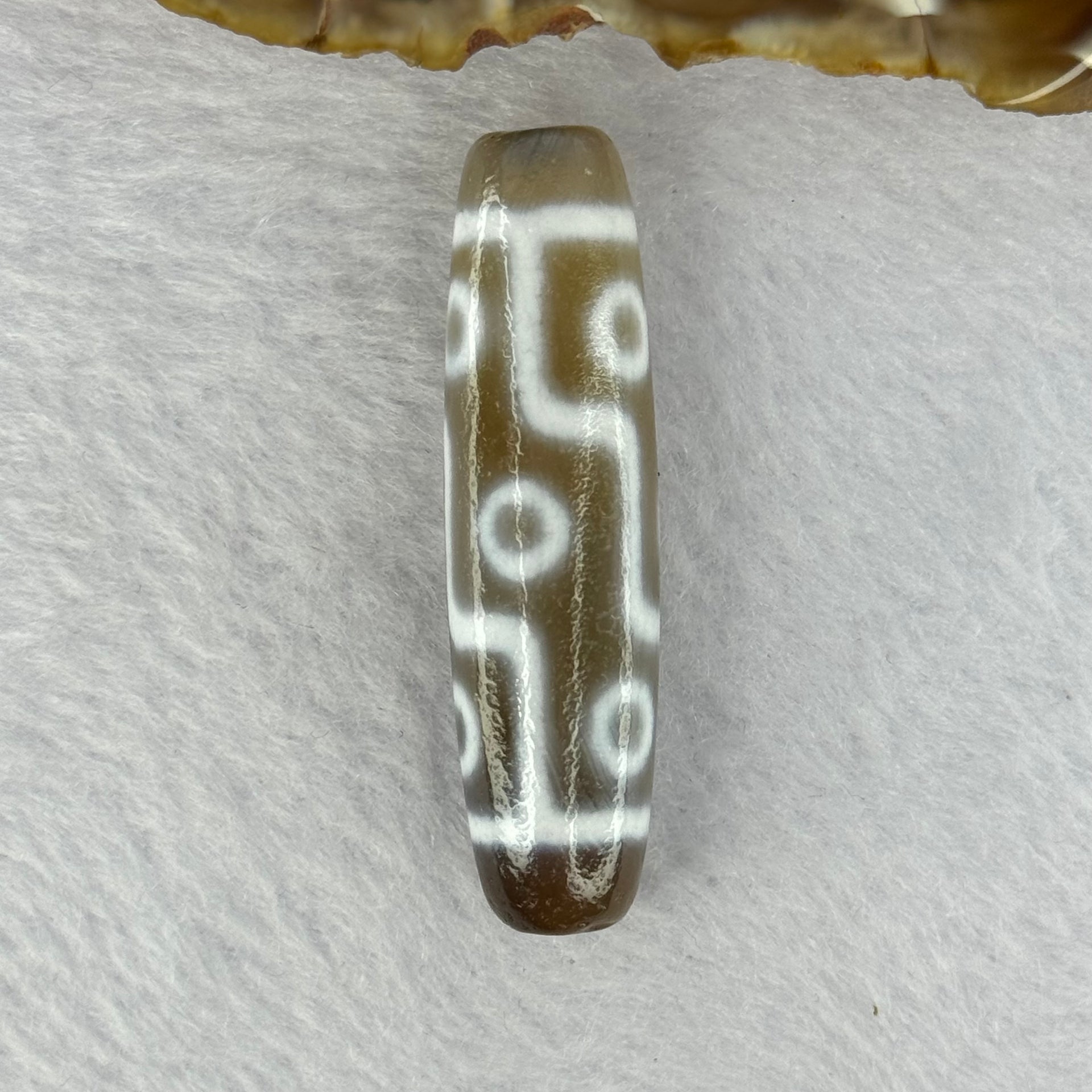 Natural Powerful Tibetan Old Oily Agate 9 Eyes Dzi Bead Heavenly Master (Tian Zhu) 九眼天诛 12.98g 48.8 by 12.8mm - Huangs Jadeite and Jewelry Pte Ltd