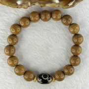 Natural Six Way Wooden Bead With 3 Eyes Dzi Bead Tian Zhu Beads Bracelets 天然六道木带三眼天珠手链 11.34g 16cm 10.5mm 17 Beads/ 13.7 by 10.4mm 1 Bead - Huangs Jadeite and Jewelry Pte Ltd