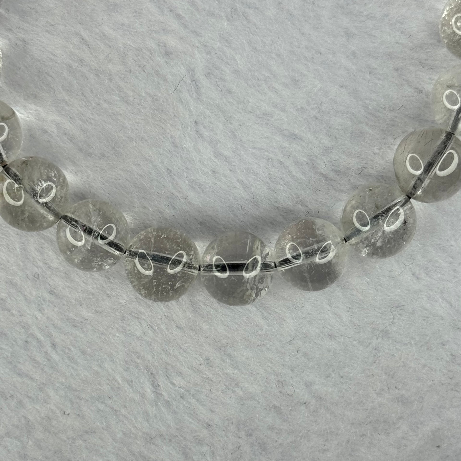 Natural Titanium Rutilated Clear Quartz 22.79g 16cm 9.4mm 21 Beads - Huangs Jadeite and Jewelry Pte Ltd