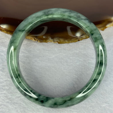 Type A Green with Moss Green Jadeite Bangle Internal Diameter 58.3mm 81.39g 17.3 by 8.9mm (Close to Perfect)