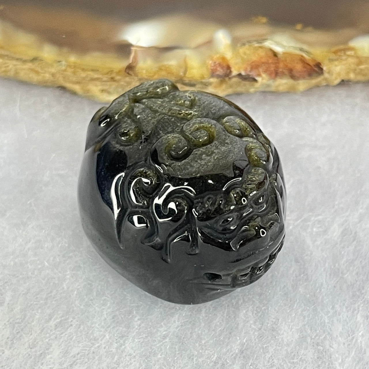 Natural Black Obsidian Pixiu Charm 11.64g 25.0 by 21.0 by 17.0mm