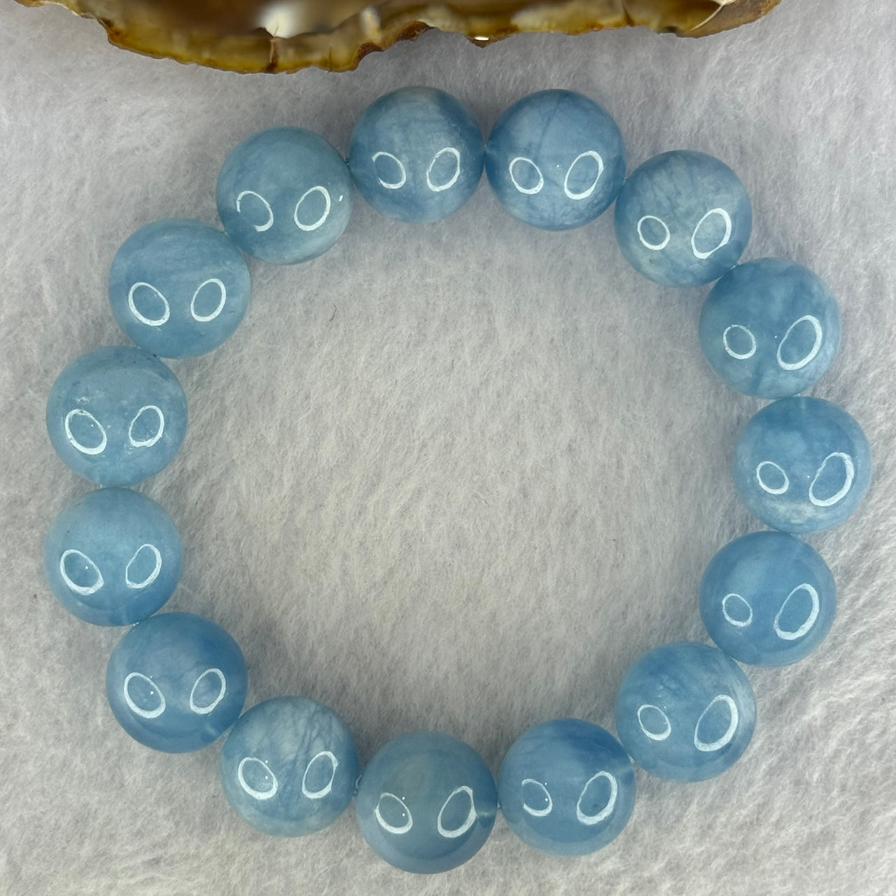 Natural Aquamarine Beads Bracelet 60.41g 18cm 14.4mm 15 Beads