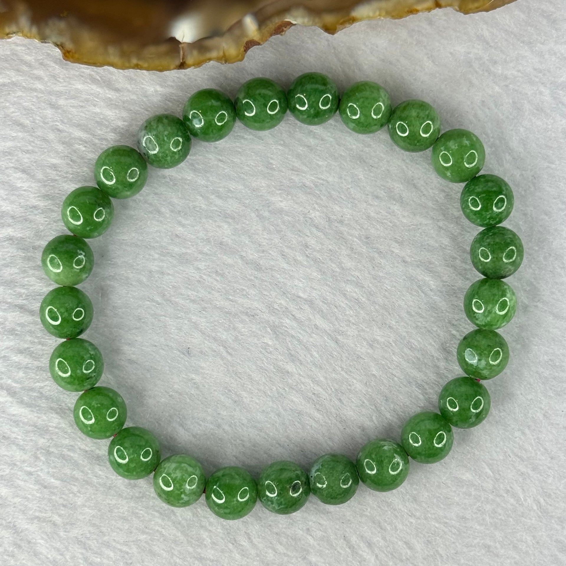 Natural Emerald And Ruby Zoisite Beads Bracelet 18.50g 15.5cm 7.7mm 25 Beads - Huangs Jadeite and Jewelry Pte Ltd