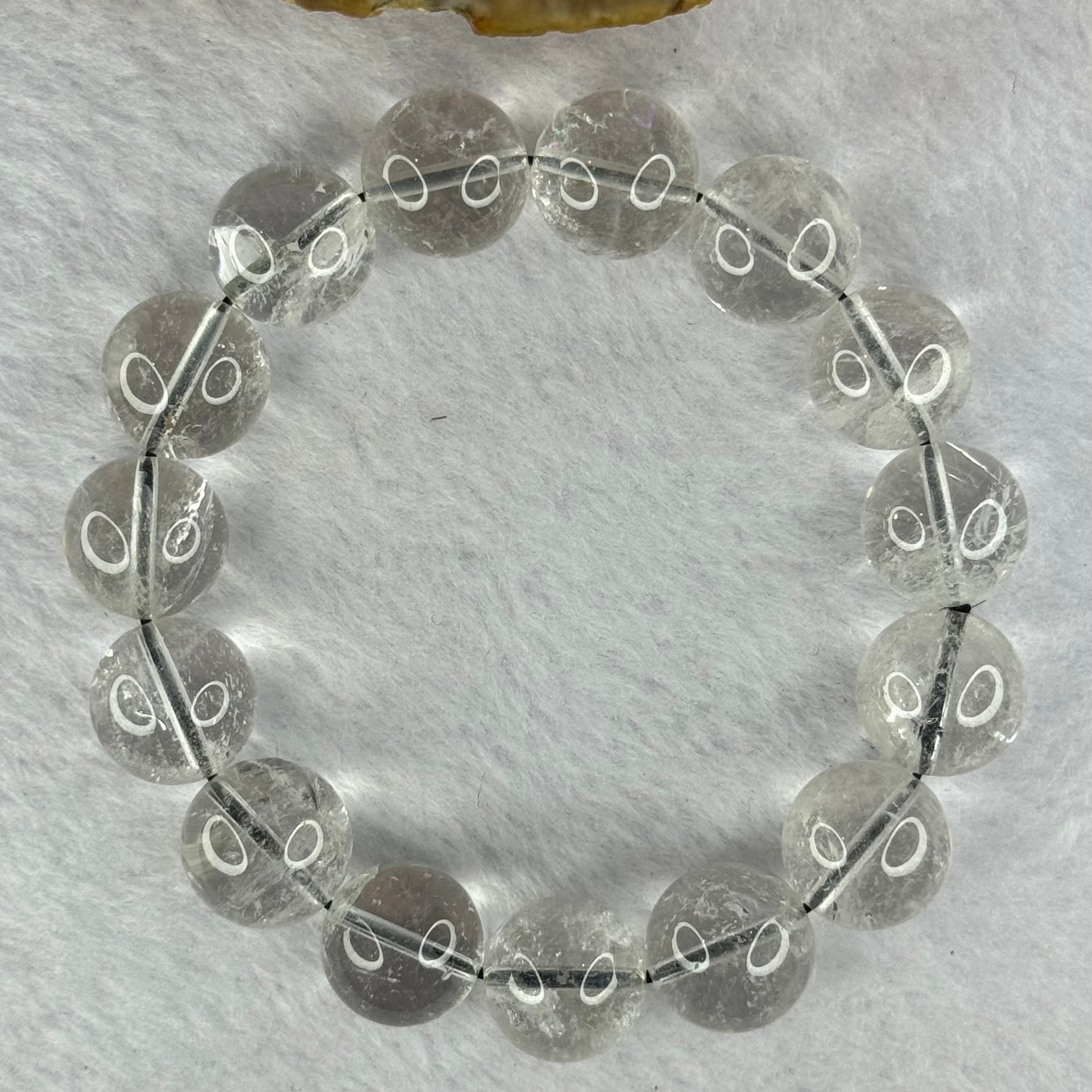 Natural Titanium Rutilated Clear Quartz 53.56g by 18cm 14.0mm 15 Beads - Huangs Jadeite and Jewelry Pte Ltd