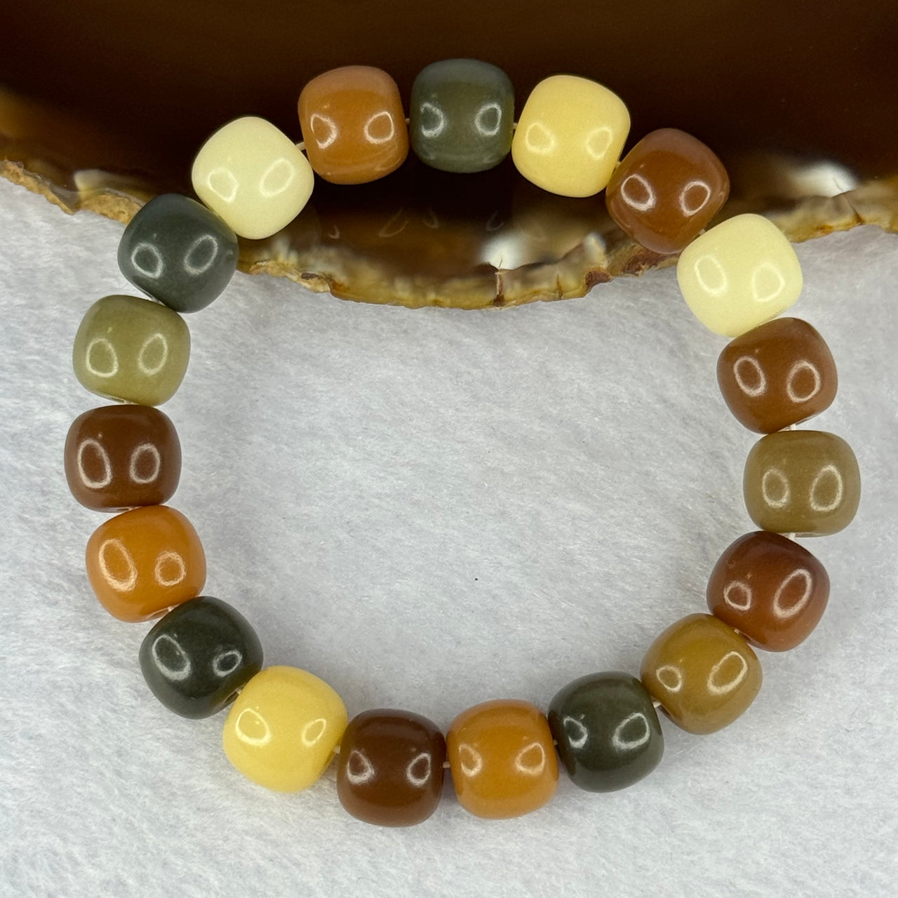 Natural Mixed Color Bodhi Beads Bracelet 天然多宝菩提手链 19.78g 17cm 11.3mm 19 Beads - Huangs Jadeite and Jewelry Pte Ltd