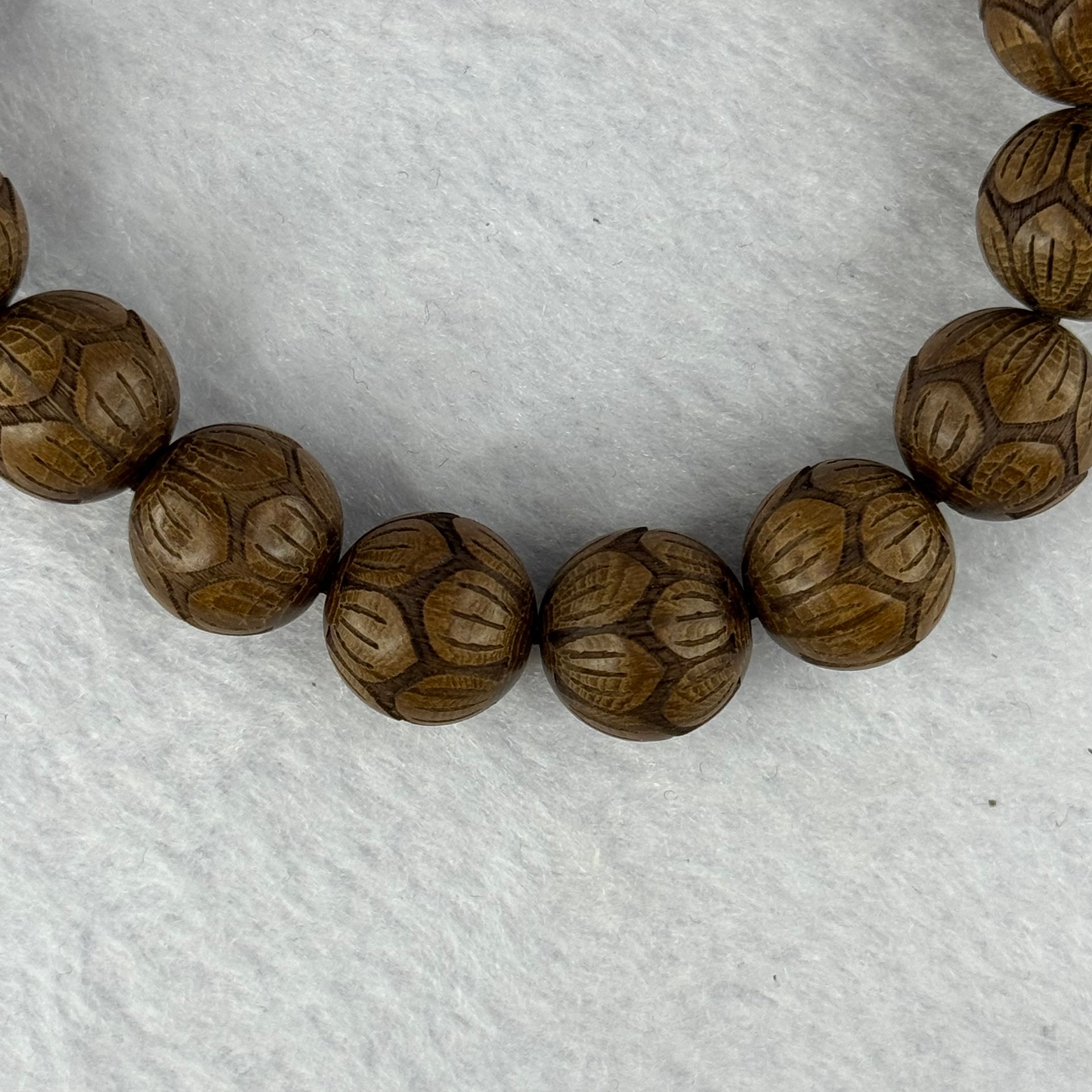 Natural Six Way Wooden Beads Flower Carvings Bracelets 天然六道木花开富贵手链 16.60g 18.5mm 12.6mm 17 Beads - Huangs Jadeite and Jewelry Pte Ltd