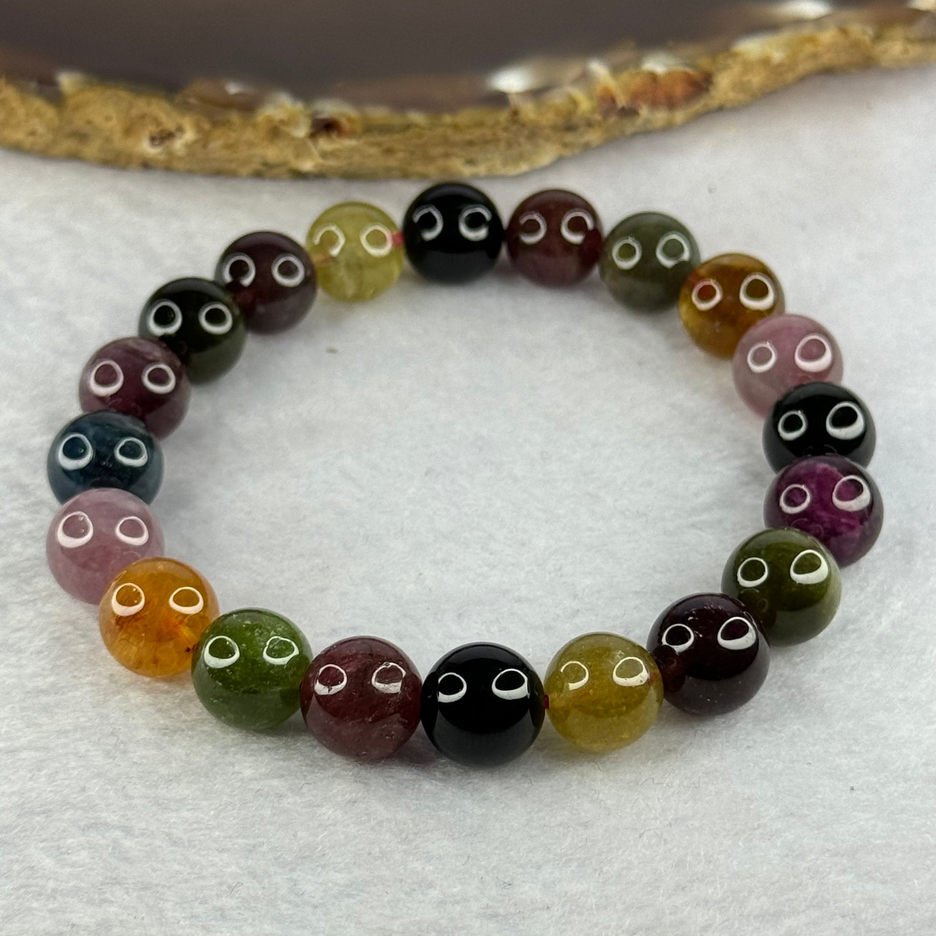 Good Grade Natural Tourmaline Beads Bracelet 好的天然碧玺珠手链 29.47g 16.5cm 9.9mm 20 Beads - Huangs Jadeite and Jewelry Pte Ltd