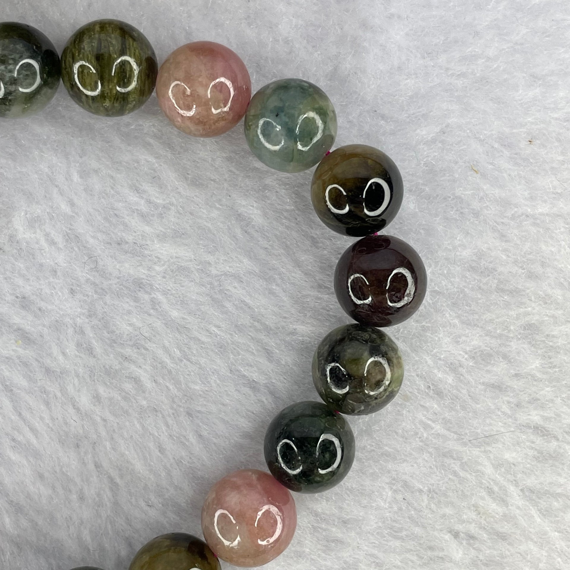 Natural Multi-Colour Tourmaline Gemstone Bracelet 27.98g 10.0 mm 20 Beads - Huangs Jadeite and Jewelry Pte Ltd