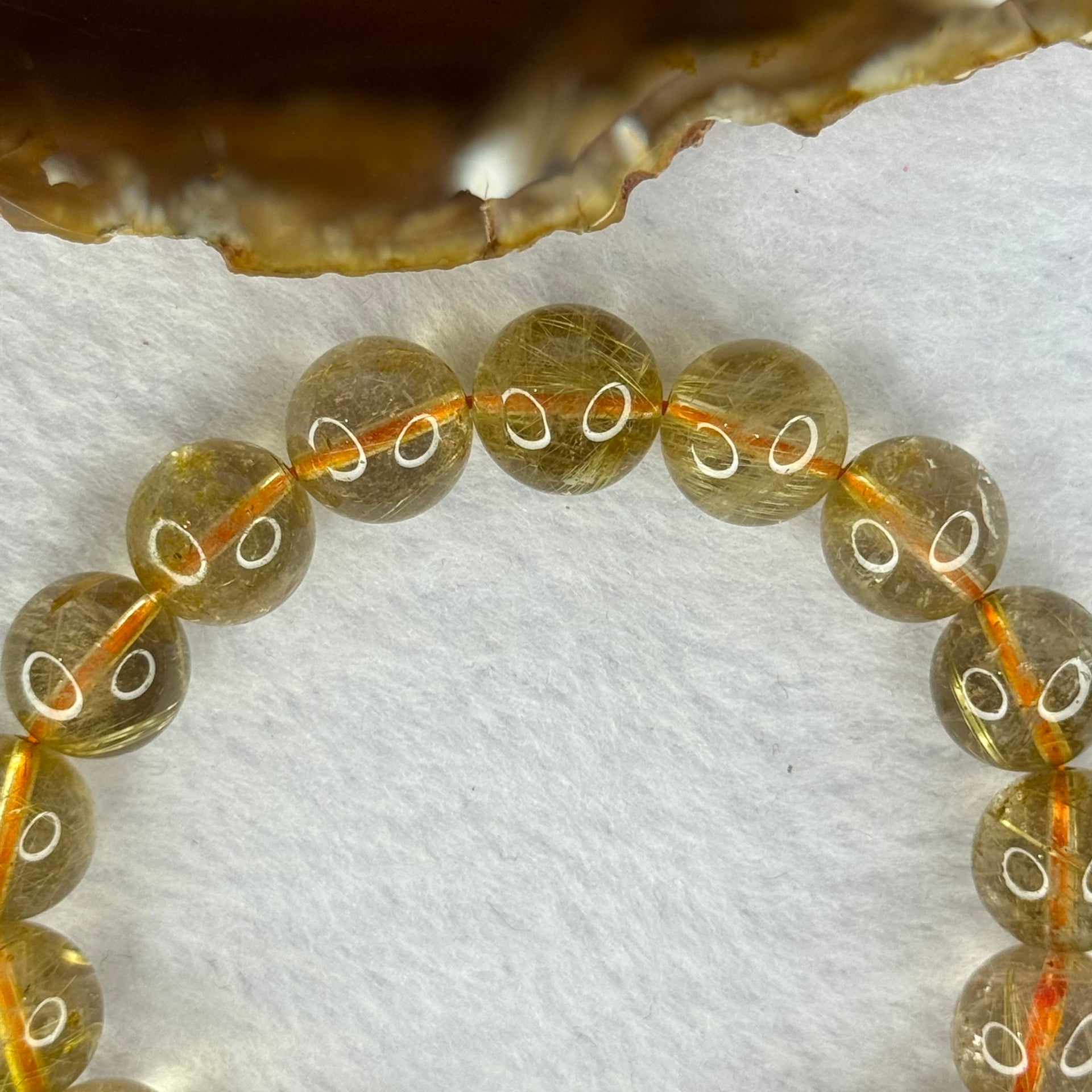 Natural Golden Rutilated Quartz Beads 天然金发水晶手链 41.16g 17.5mm 12.3mm 17 Beads - Huangs Jadeite and Jewelry Pte Ltd