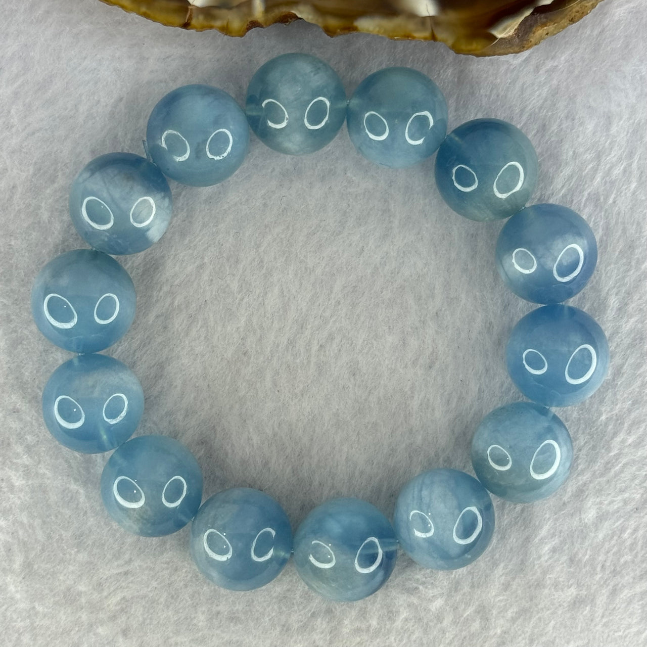 Natural Aquamarine Beads Bracelet 67.80g 18cm 15.3mm 14 Beads