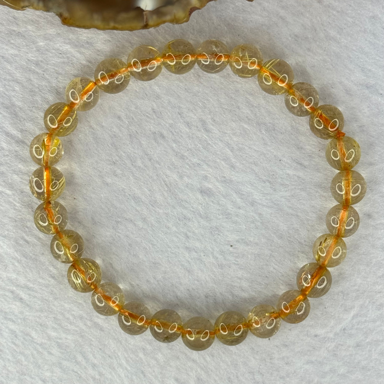 Natural Golden Rutilated Quartz Beads 天然金发水晶手链 13.19g 16cm 7.4mm 27 Beads - Huangs Jadeite and Jewelry Pte Ltd