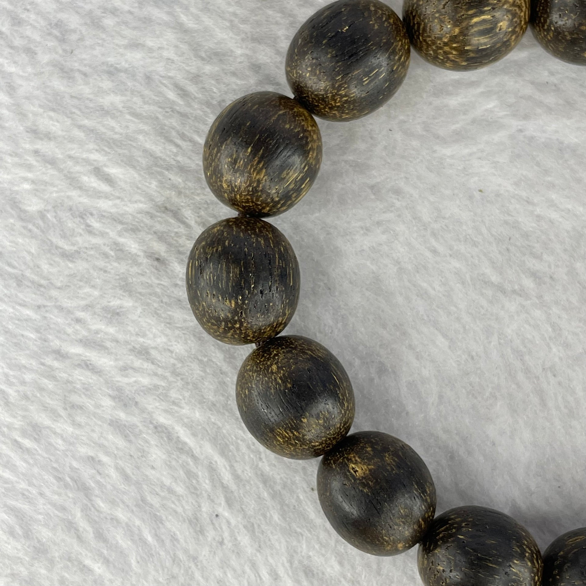 Natural Old Wild Malaysia Agarwood Oval Beads Bracelet (Sinking Type) 天然老野生马来西亚沉香手链 19.53g 18cm 13.0mm 15 Beads - Huangs Jadeite and Jewelry Pte Ltd