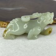 Natural Greyish Green and Brown Nephrite Pixiu Display 71.84g 70.4 by 29.2 by 32.8mm - Huangs Jadeite and Jewelry Pte Ltd