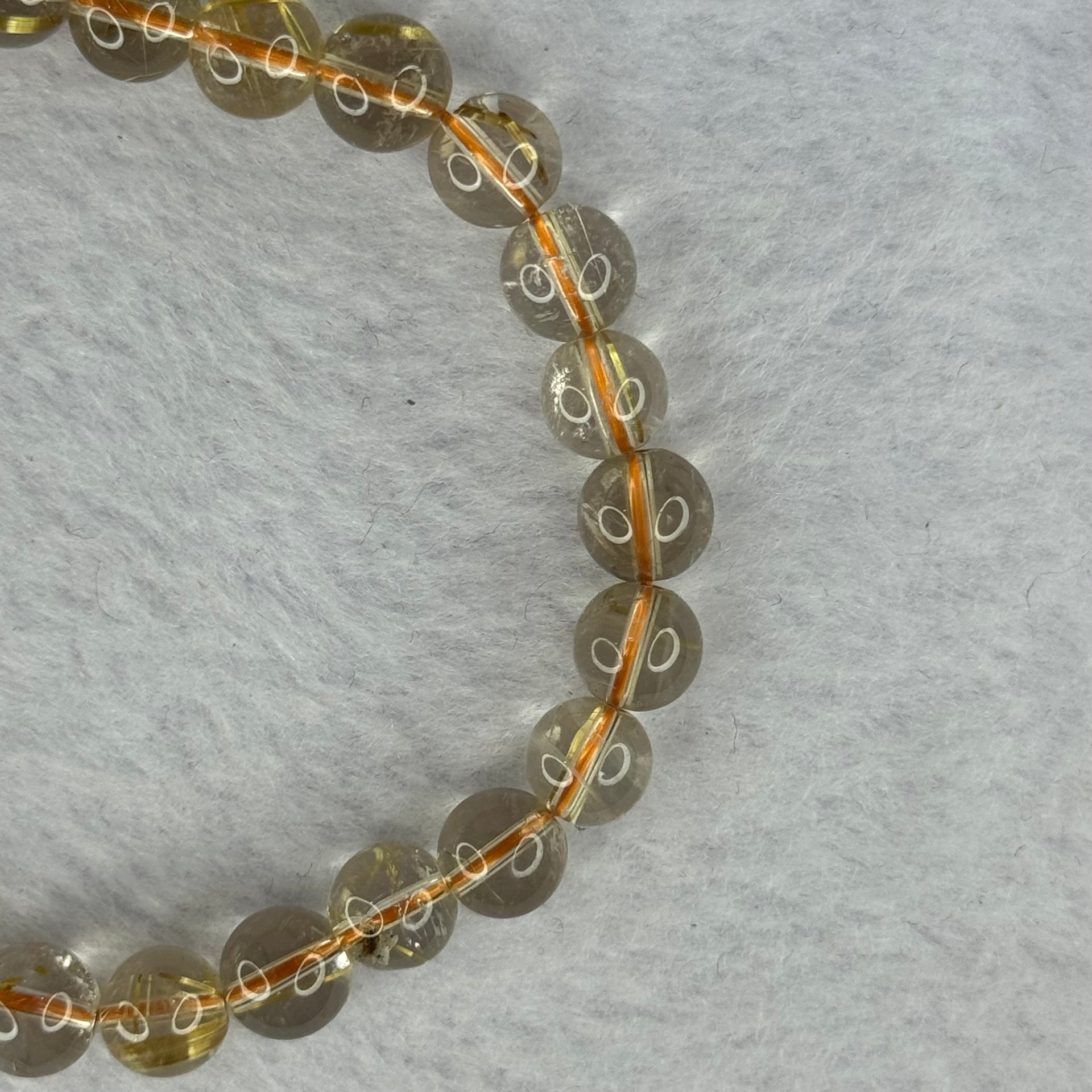 Natural Golden Rutilated Quartz Beads 天然金发水晶手链 15.58g 15.5cm 7.9mm 25 Beads - Huangs Jadeite and Jewelry Pte Ltd