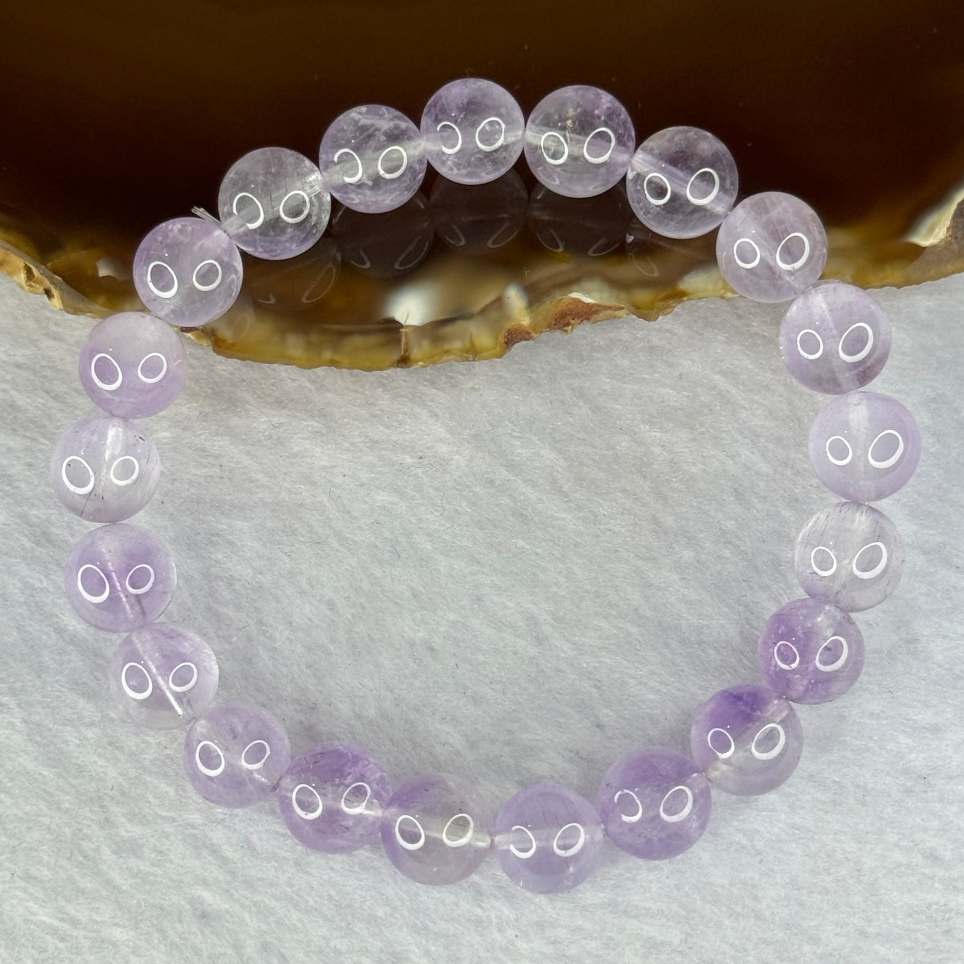 Natural Super 7 Amethyst Beads Bracelet 天然紫超七手链 22.67g 16cm 9.4mm 21 Beads - Huangs Jadeite and Jewelry Pte Ltd