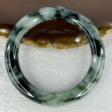 Type A Green Lavender with Moss and Emerald Green Jadeite Bangle Internal Diameter 55.3mm 62.04g 11.0 by 10.6mm (Very Slight Internal Line)