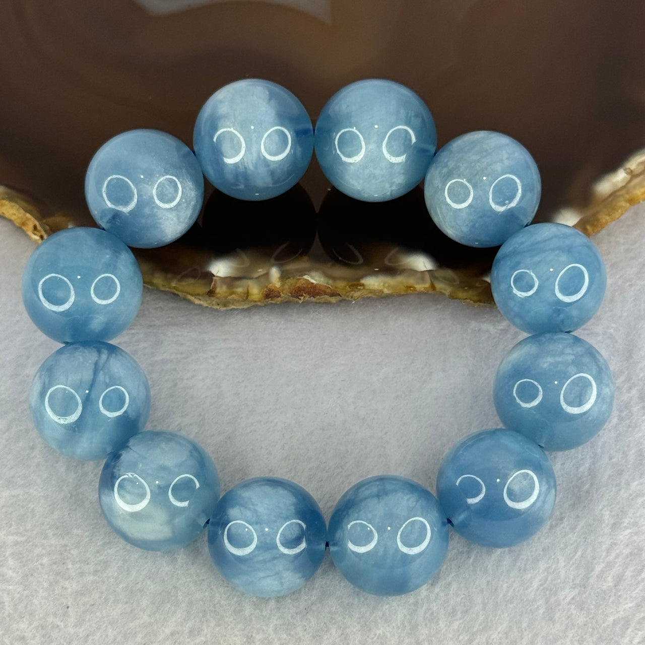 Natural Aquamarine Beads Bracelet 114.10g 19cm 19.9mm 12 Beads