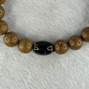 Natural Six Way Wooden Bead With 3 Eyes Dzi Bead Tian Zhu Beads Bracelets 天然六道木带三眼天珠手链 11.37g 16.5cm 10.4mm 18 Beads/ 13.5 by 10.1mm 1 Bead - Huangs Jadeite and Jewelry Pte Ltd