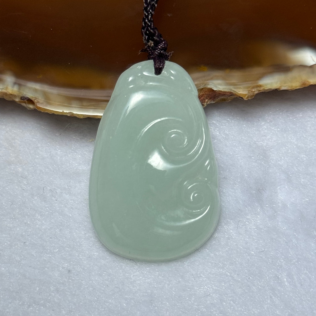 Type A Light Sky Blue Jadeite Ruyi Pendent 9.16g 34.6 by 23.3 by 4.7mm - Huangs Jadeite and Jewelry Pte Ltd