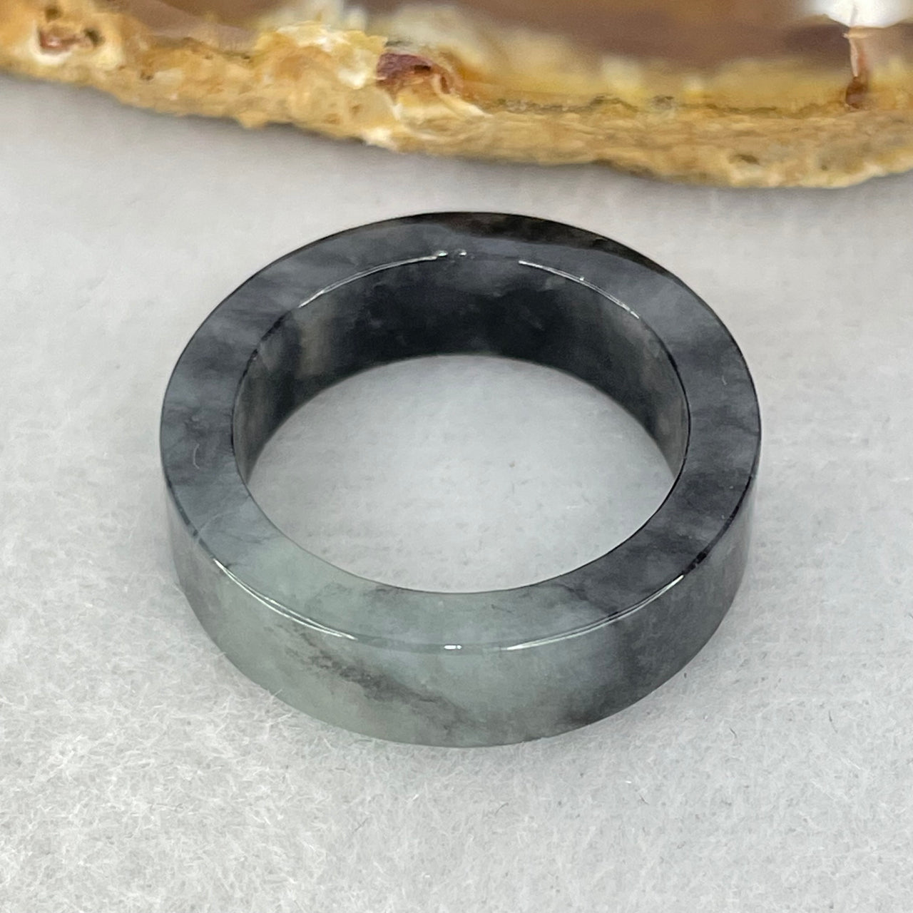 Type A Wuji Black Grey Jadeite Ring 3.70g 6.4 by 3.0mm US6.8 HK15