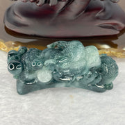 Rare Grand Master Semi Icy Denim Blue Jadeite Prosperity Dragon for Bracelet / Pendant 54.99g 60.1 by 23.4 by 17.2mm - Huangs Jadeite and Jewelry Pte Ltd