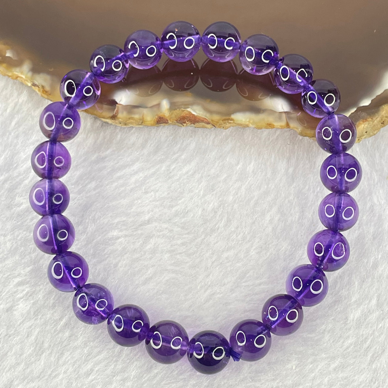 Very Good Grade Natural Amethyst Bracelet 18.25g 16cm 8.3mm 24 Beads