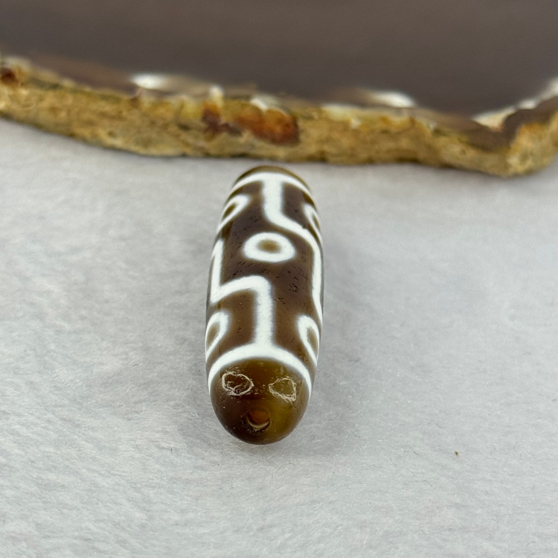 Natural Powerful Tibetan Old Oily Agate 9 Eyes Dzi Bead Heavenly Master (Tian Zhu) 九眼天诛 13.03g 47.9 by 13.0mm - Huangs Jadeite and Jewelry Pte Ltd