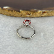 Red Moissanite in 925 Sliver Bamboo Shape Ring (Adjustable Size) S925银红莫桑石戒指 2.5mm 7.5 by 5.0mm - Huangs Jadeite and Jewelry Pte Ltd