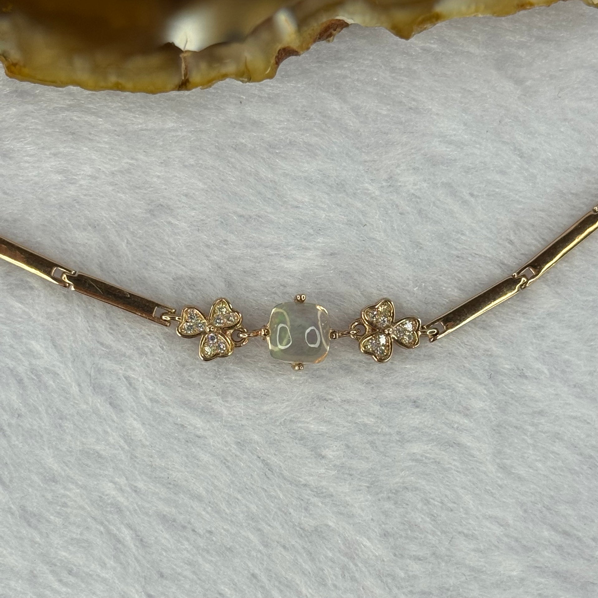 Natural Opal In 925 Sliver Rose Gold Color Bracelet 4.26g 6.5 by 4.5mm - Huangs Jadeite and Jewelry Pte Ltd