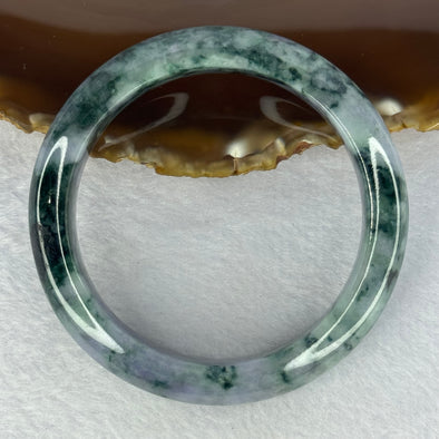 Type A Deep Lavender and Dark Green Piao Hua Jadeite Bangle 69.66g Internal Diameter 57.8mm 13.4 by 9.2mm (Very Slight External Rough)