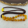 Natural Orange Yellow with Blood Red Amber Necklace 7.57g 8.5 by 7.1 by 6.2mm 17pcs