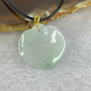 18K Yellow Gold Type A Light Lavender Green Jadeite Heart with String Necklace 4.99g 23.0 by 22.3 by 4.4mm - Huangs Jadeite and Jewelry Pte Ltd