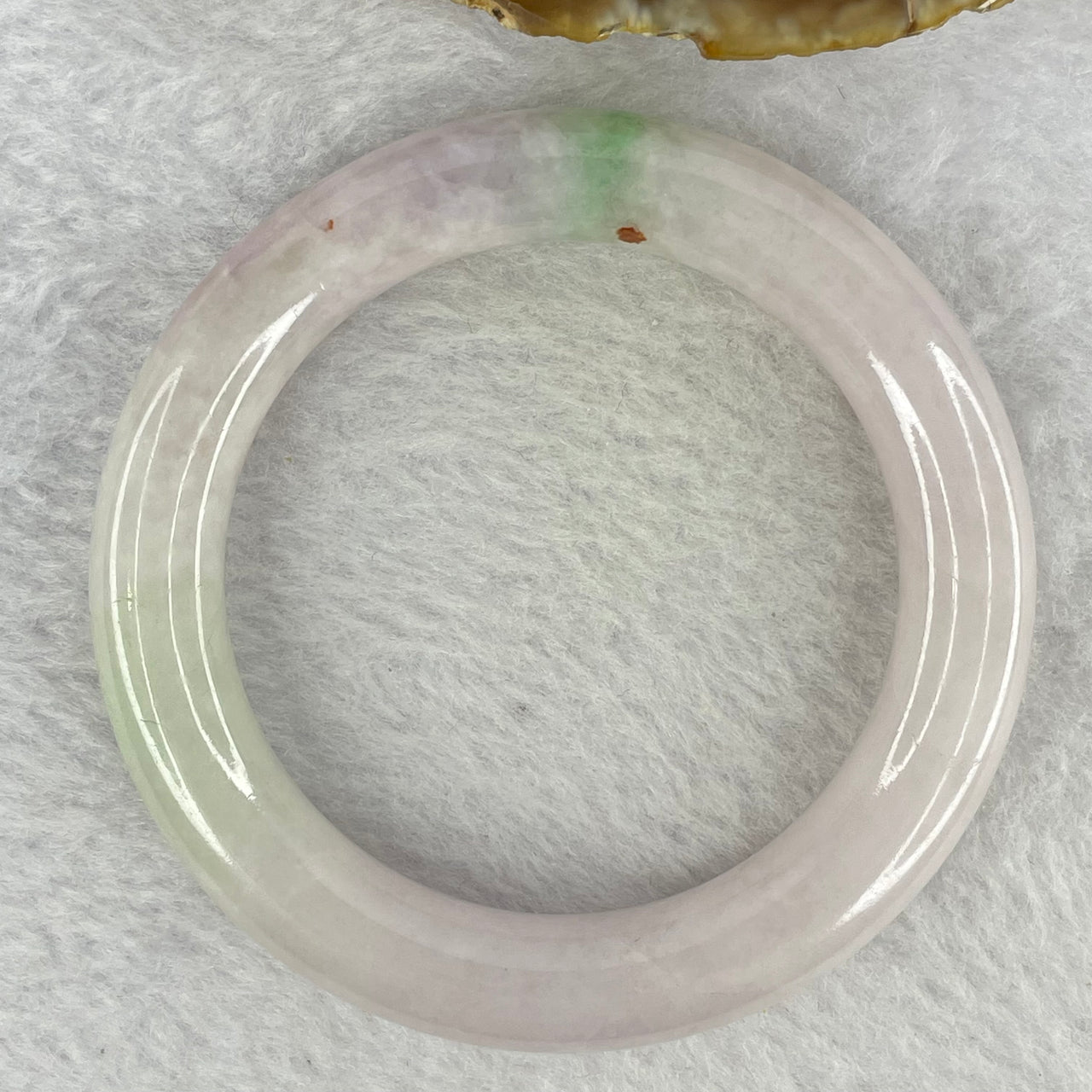 Type A Light Lavender With Green Patches and Red Spot 65.98g Internal Diameter 54.8mm 11.5 by 10.8 (External Line) - Huangs Jadeite and Jewelry Pte Ltd