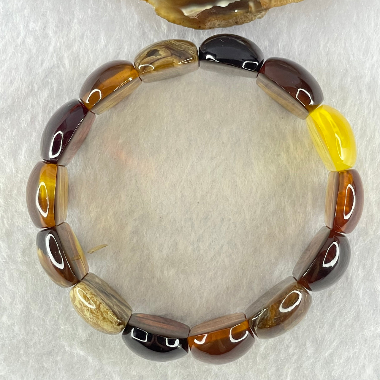 Good Grade Natural Myanmar Mixed Color Amber Shou Pai Bracelet 天然缅甸多宝琥珀手牌手链 27.81g 18cm 24.4 by 14.7 by 7.7mm 14pcs