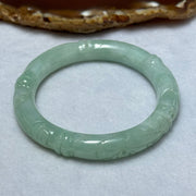 Type A Sky Blue Jadeite Bamboo and Ruyi Bangle 41.52g 9.9 by 9.7mm Internal Diameter 50.9mm - Huangs Jadeite and Jewelry Pte Ltd