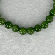 Natural Bright Green Nephrite Jade Beads Bracelet 天然和田玉手链 18.24g 15.5cm 7.9mm 24 Beads - Huangs Jadeite and Jewelry Pte Ltd