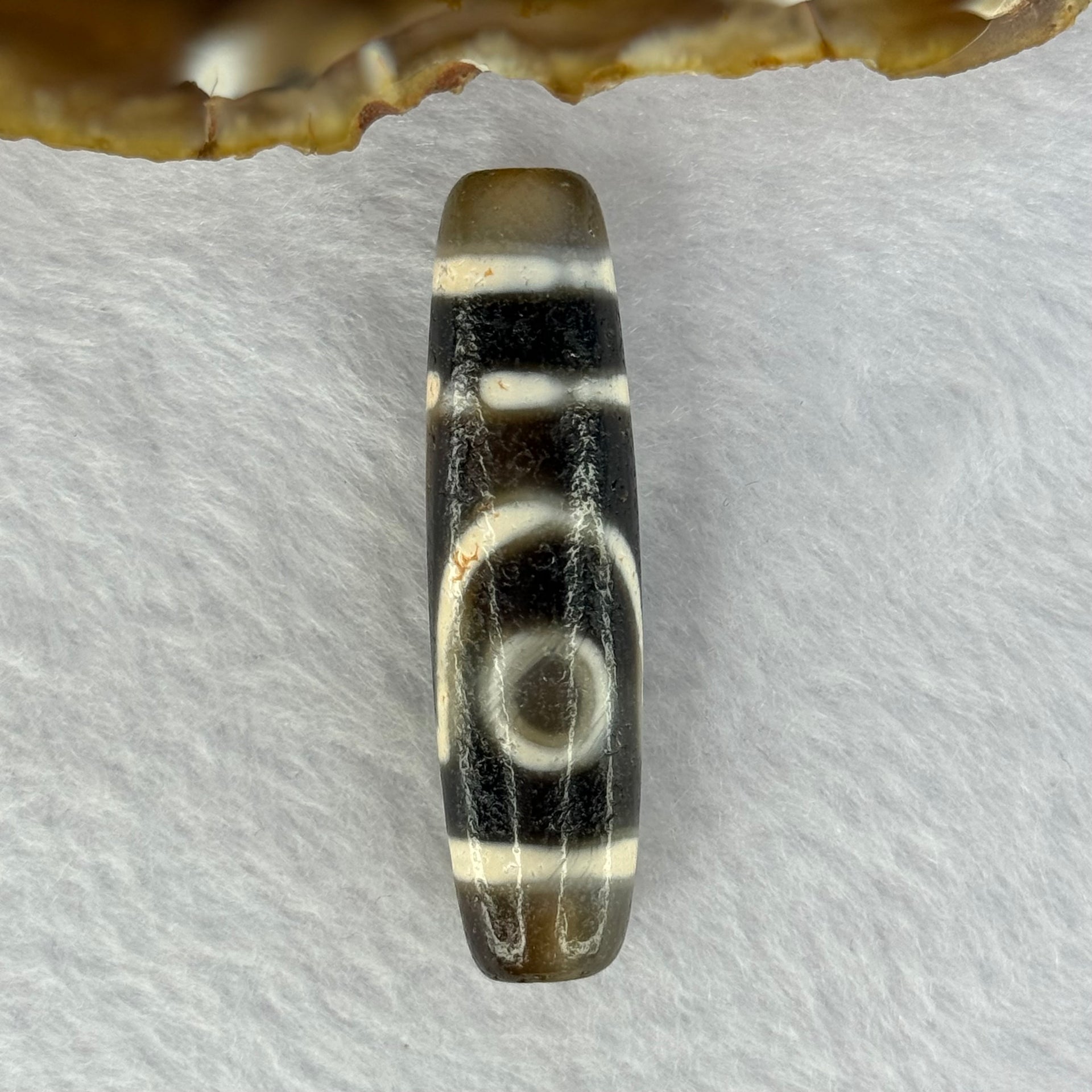 Natural Powerful Tibetan Old Oily Agate 2 Eyes Dzi Bead Heavenly Master (Tian Zhu) 二眼天诛 12.51g 48.1 by 12.7mm - Huangs Jadeite and Jewelry Pte Ltd