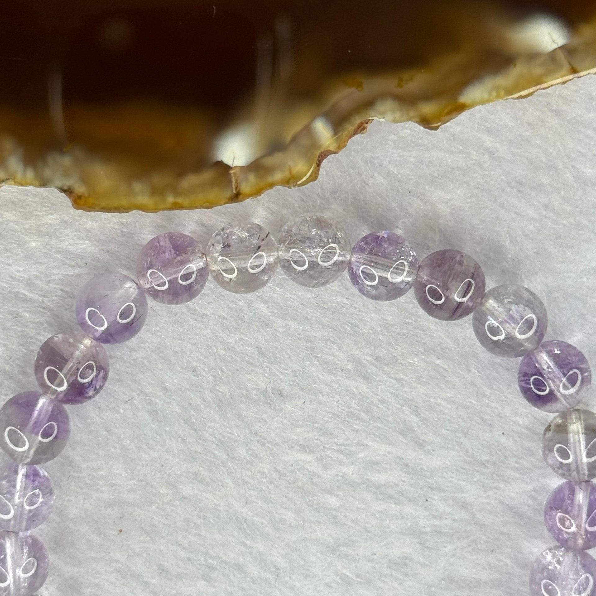 Natural Super 7 Amethyst Beads Bracelet 天然紫超七手链 15.34g 16cm 7.8mm 25 Beads - Huangs Jadeite and Jewelry Pte Ltd