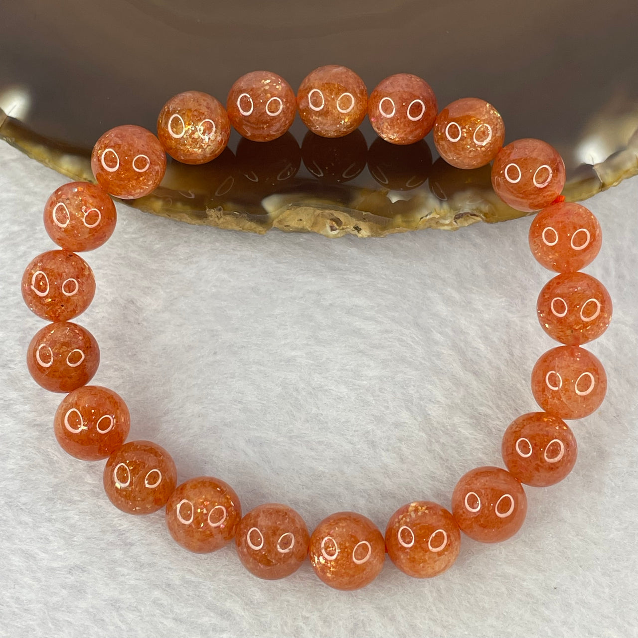 Good Grade Natural Sunstone, Heliolite and Aventurine Feldapar Beads Bracelet 天然金太阳日光石珠手链 21.87g 16 cm 9.1 mm 21 Beads - Huangs Jadeite and Jewelry Pte Ltd