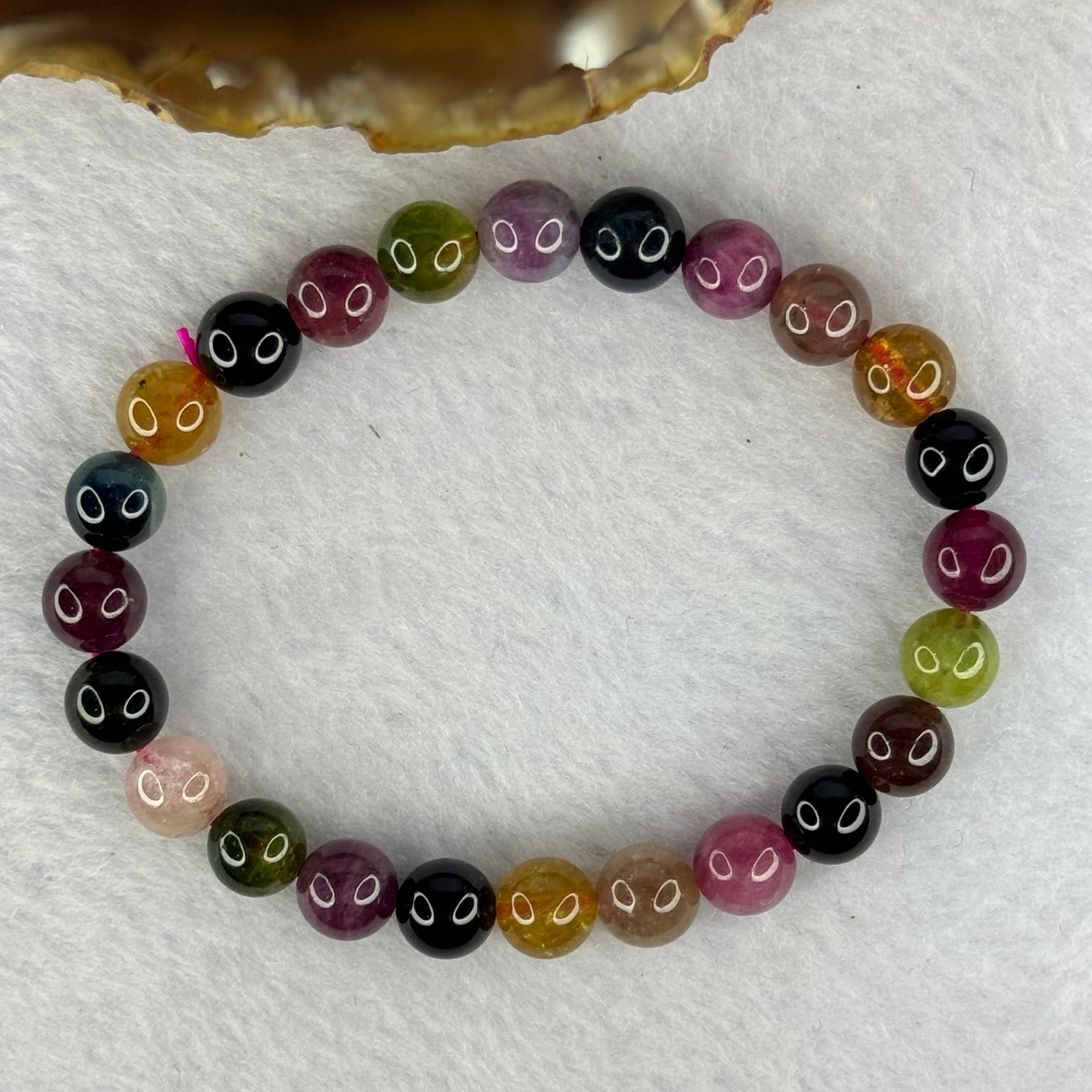 Good Grade Natural Tourmaline Beads Bracelet 好的天然碧玺珠手链 16.95g 15cm 7.9mm 24 Beads - Huangs Jadeite and Jewelry Pte Ltd