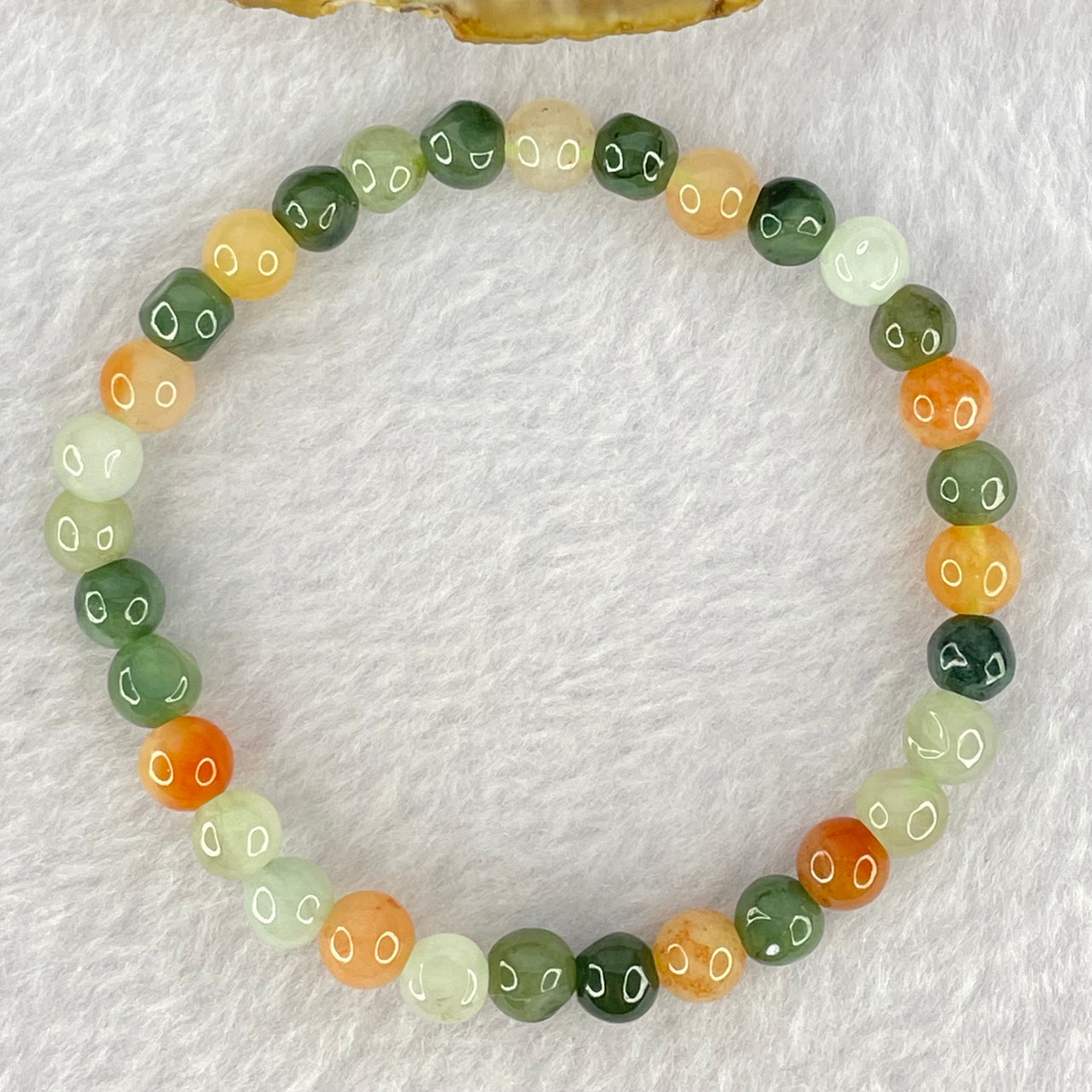 Type A Mixed Color Jadeite Beads Bracelet 9.41g 14.5cm 6.1mm 32 Beads